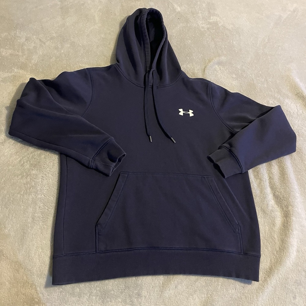 Under Armour Hoodie Mens Medium Blue Fitted Coldgear Sweatshirt Pullover Sweater